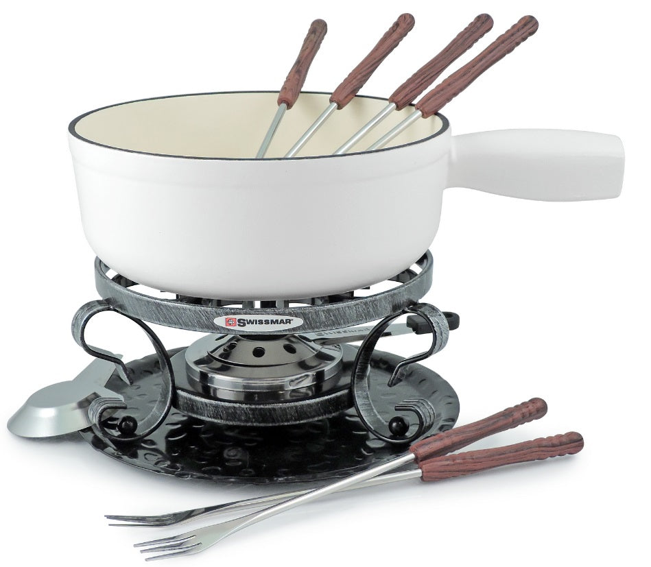 Swissmar White Matte Lugano Cheese Fondue Set by Kitchen Niche