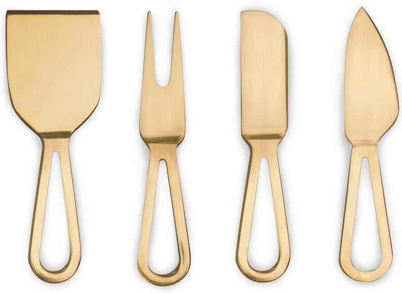 Natural Living Cheese Knife Set with Gold Finish by Kitchen Niche