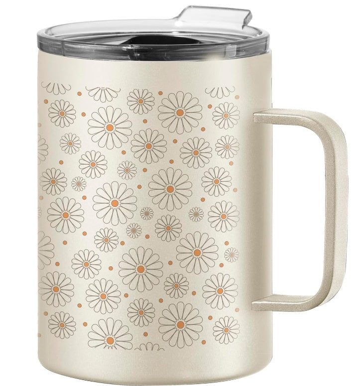 Oggi Daisy Thermomug Insulated Double Walled Mug with Lid Oggi by Kitchen Niche