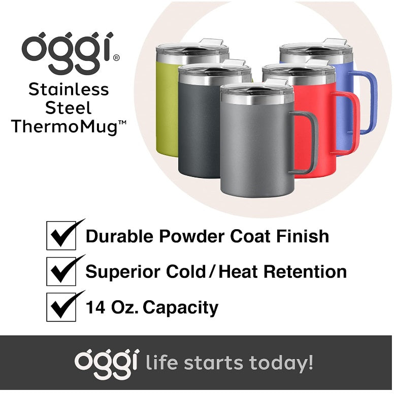 Oggi Flowers Thermomug Insulated Double Walled Mug with Lid Oggi by Kitchen Niche