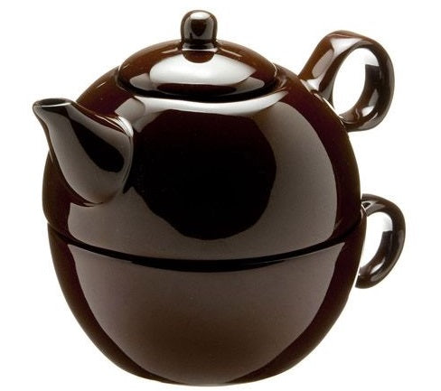 Old Amsterdam Dark Brown 1-Cup Tea 4 One Teapot With Mug by Kitchen Niche