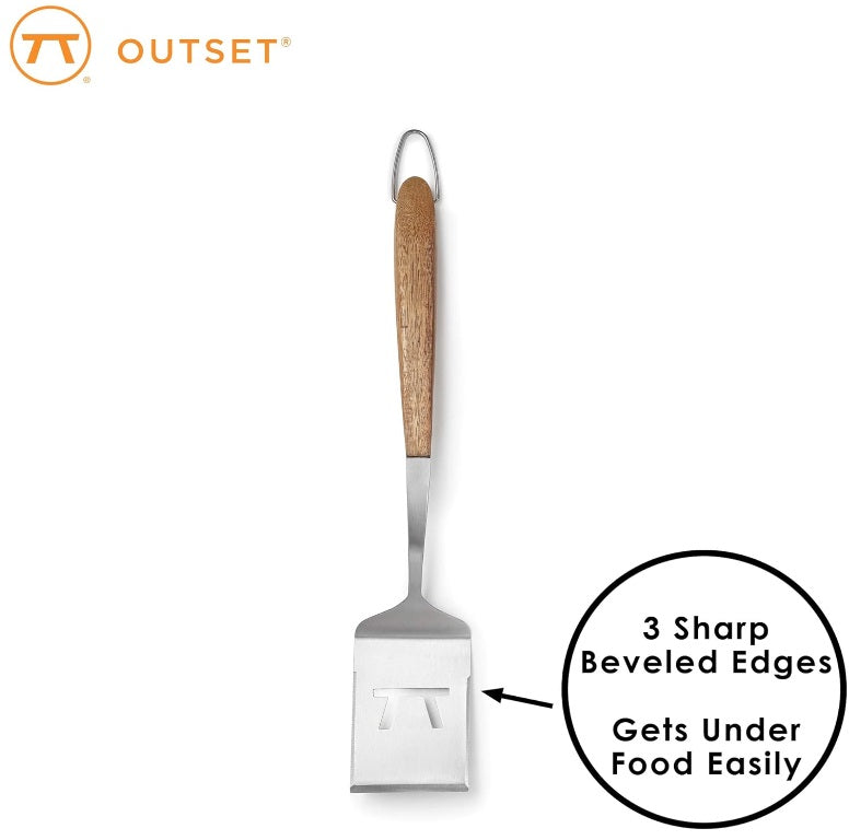 Outset Jackson Acacia Wood Grill Spatula & Tongs Set by Kitchen Niche