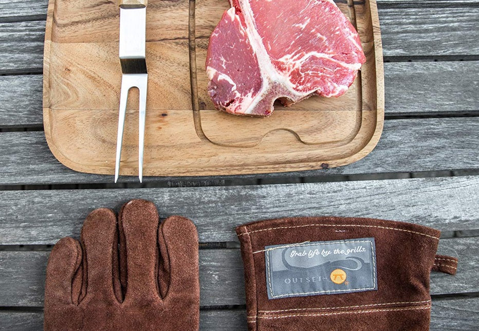 Outset Brown Leather Grill Gloves by Kitchen Niche