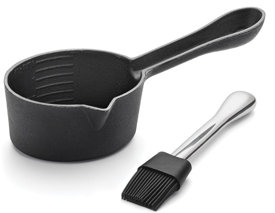 Outset Cast Iron Sauce Pot with Silicone Brush Outset by Kitchen Niche