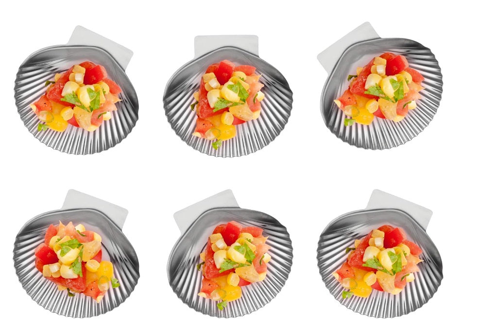 Outset Set of 12 Stainless Steel Grillable Sea Shells by Kitchen Niche