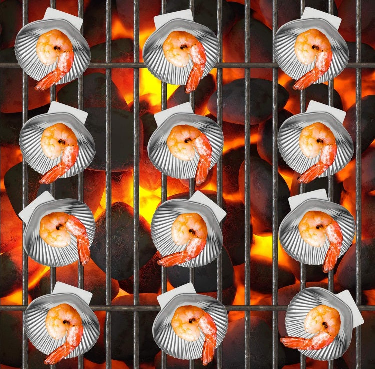 Outset Set of 12 Stainless Steel Grillable Sea Shells by Kitchen Niche