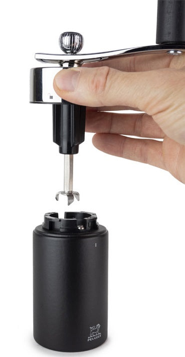 Peugeot Isen Black Matte Crank Handle Nutmeg Mill by Kitchen Niche