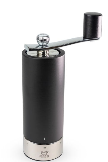 Peugeot Isen Black & Steel Crank Handle Salt Mill by Kitchen Niche