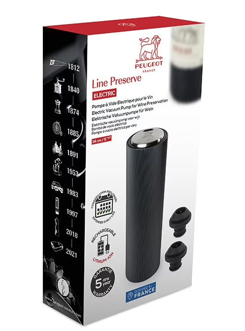 Peugeot Line Preserve Electric Vacuum Pump for Wine Presentation Carbon Peugeot by Kitchen Niche