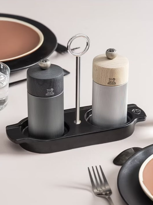 Peugeot Linea Ceramic Mill Tray with Handle Satin Black Peugeot by Kitchen Niche