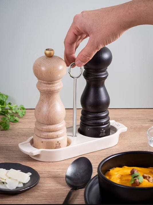 Peugeot Linea Ceramic Mill Tray with Handle Ecru Peugeot by Kitchen Niche