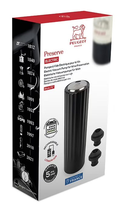 Peugeot Line Preserve Electric Vacuum Pump for Wine Presentation Black Peugeot by Kitchen Niche