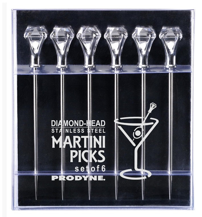 Prodyne Stainless Steel Diamond Head Martini Picks Set of 6 by Kitchen Niche