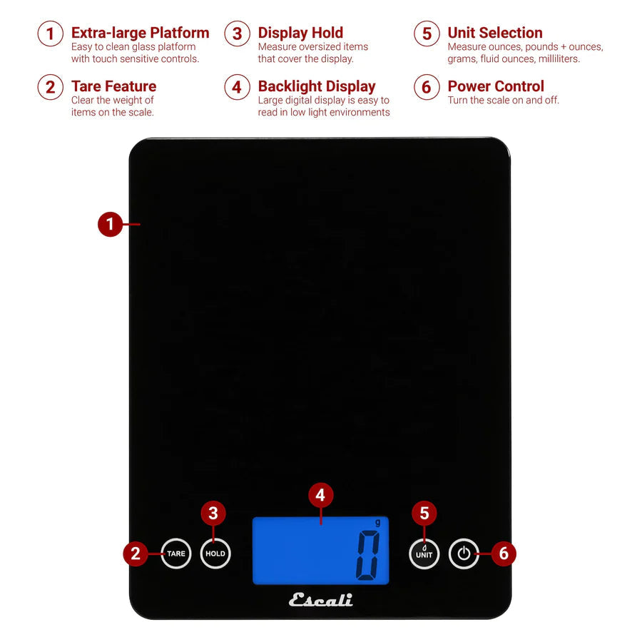 Escali Arti XL Digital Glass Kitchen Scale by Kitchen Niche