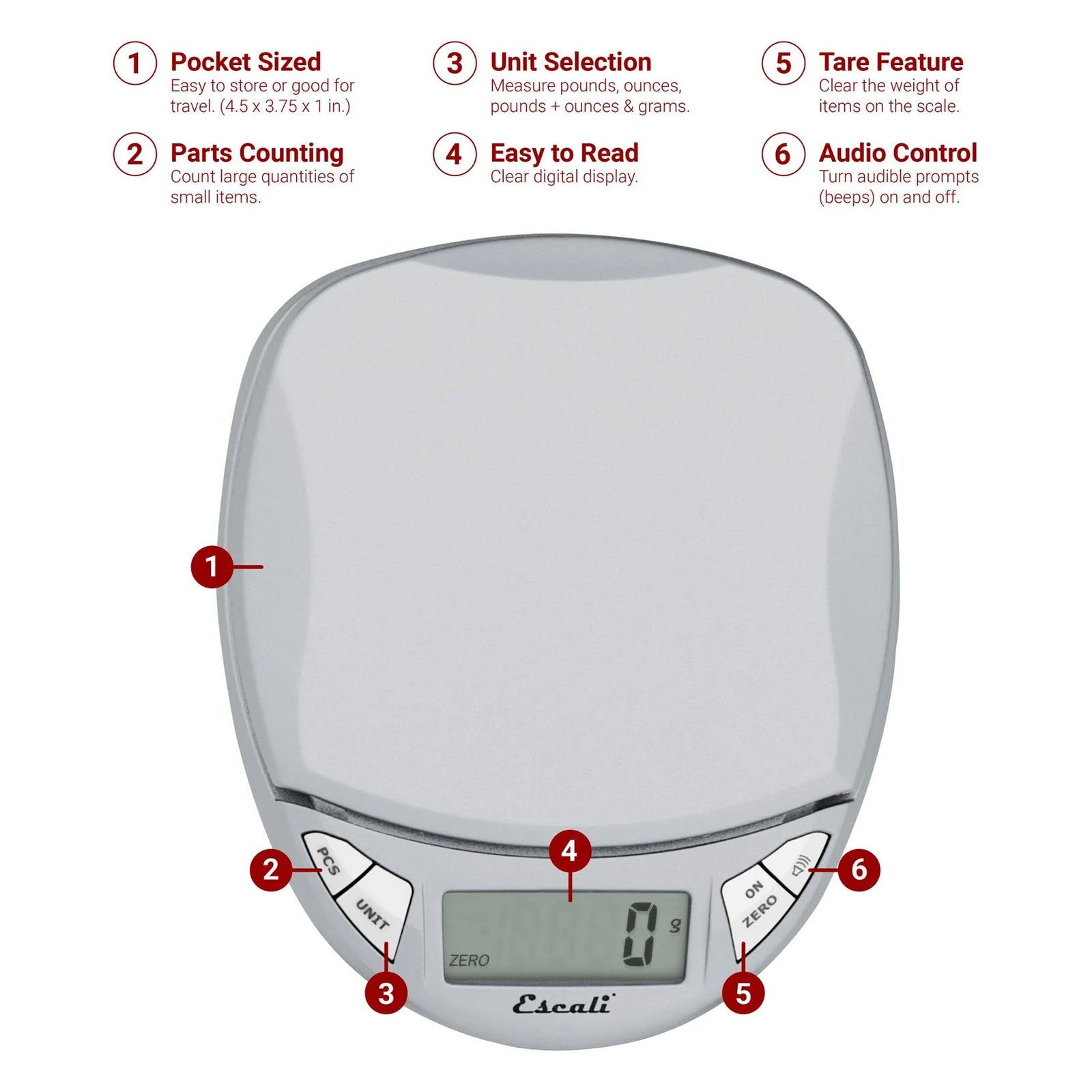 Escali Pico Pocket Digital Kitchen Scale by Kitchen Niche