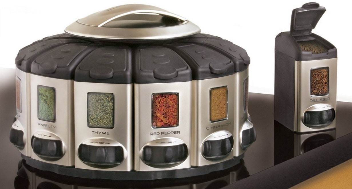 KitchenArt Satin Select-A-Spice Auto-Measure Spice Carousel by Kitchen Niche