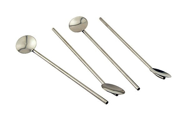 Stainless Steel Spoon Straws Set of 4 by Kitchen Niche