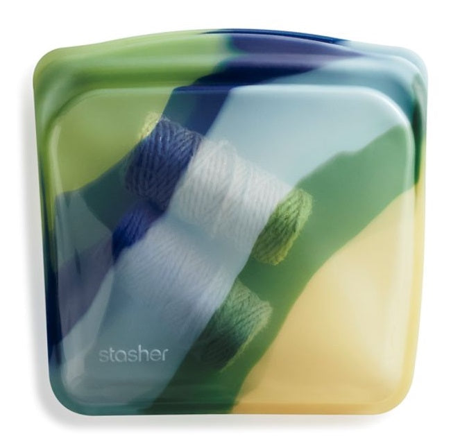 Stasher ARTIVISM Reusable Sandwich Bag Blue Current by Kitchen Niche