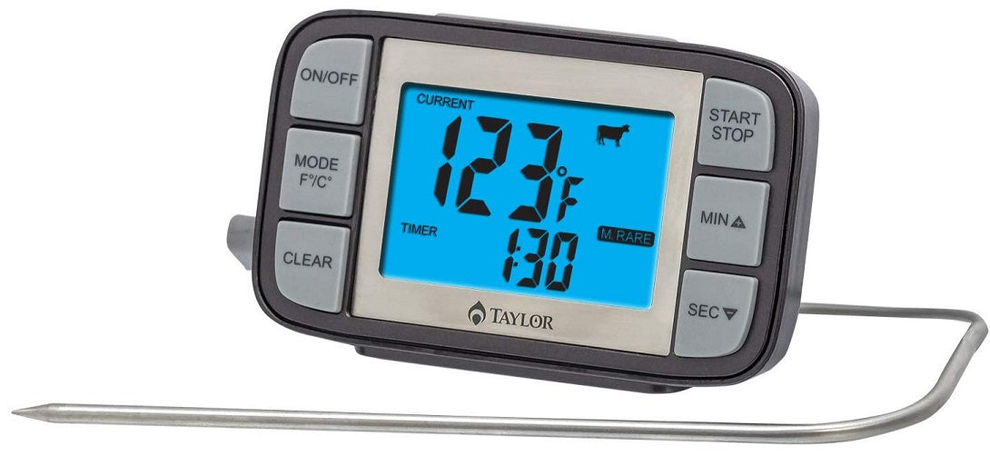 Taylor Customizable Grill Probe Thermometer with Timer by Kitchen Niche