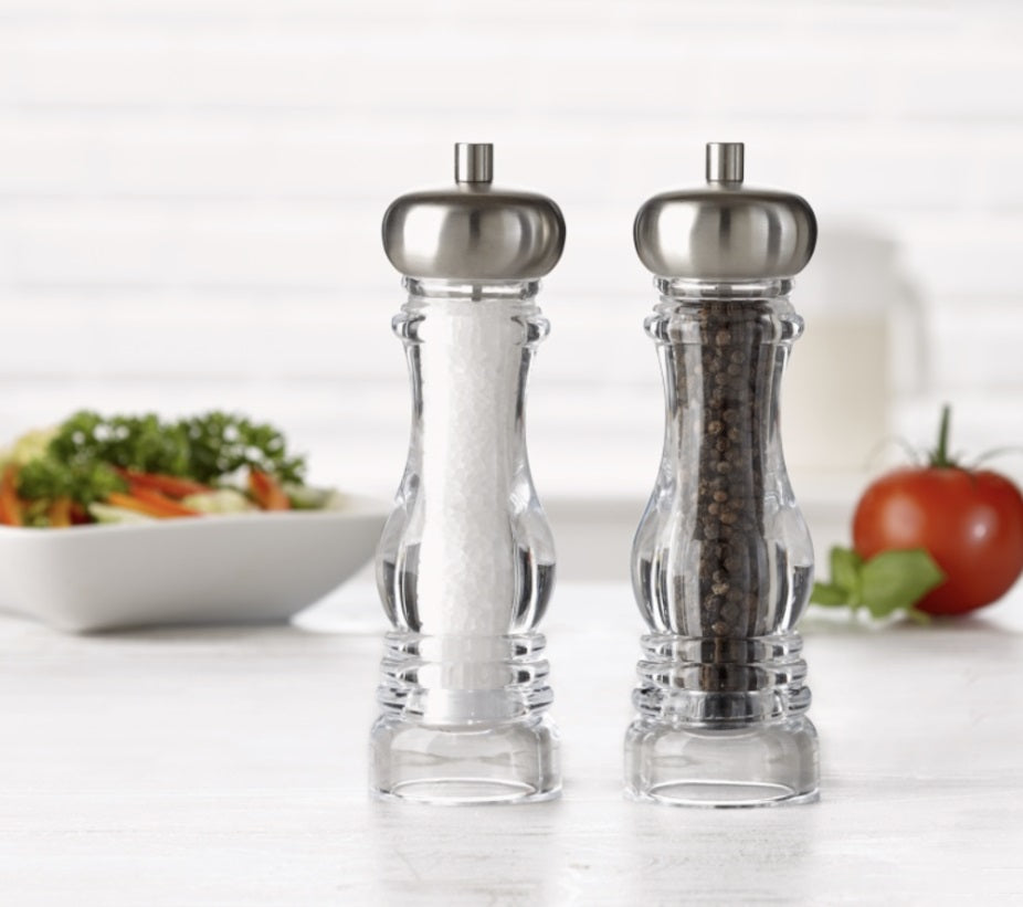 Trudeau Allegro Pepper & Salt Mill – 8" – Acrylic / Stainless Steel by Kitchen Niche