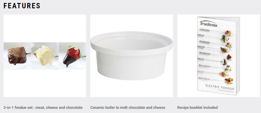 Trudeau Alto 3 in 1 Electric Fondue Set by Kitchen Niche
