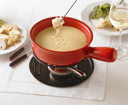 Trudeau Cardinal Red Cheese Fondue Set by Kitchen Niche