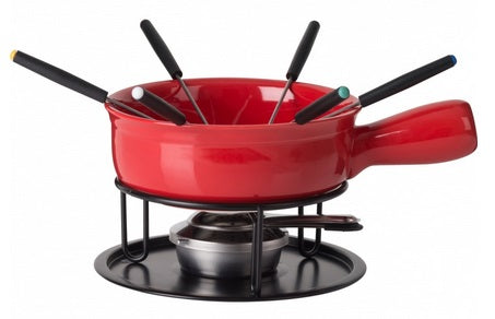 Trudeau Cardinal Red Cheese Fondue Set by Kitchen Niche