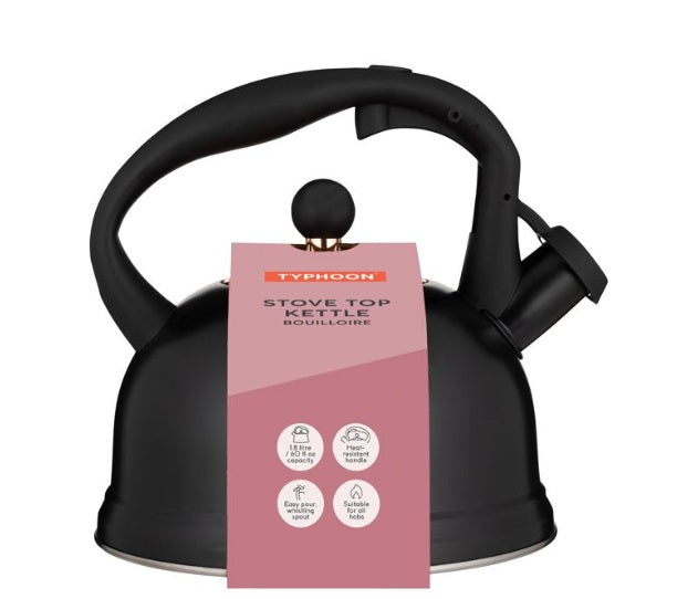 Typhoon Otto Whistling Tea Kettle Matte Black by Kitchen Niche