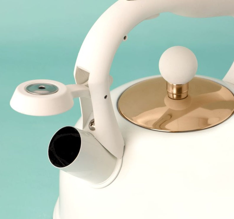 Typhoon Otto Whistling Tea Kettle White by Kitchen Niche
