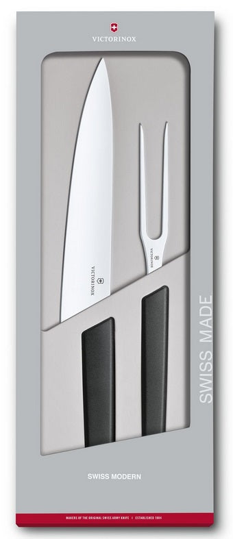 Victorinox Modern Carving Set with Black Handles by Kitchen Niche