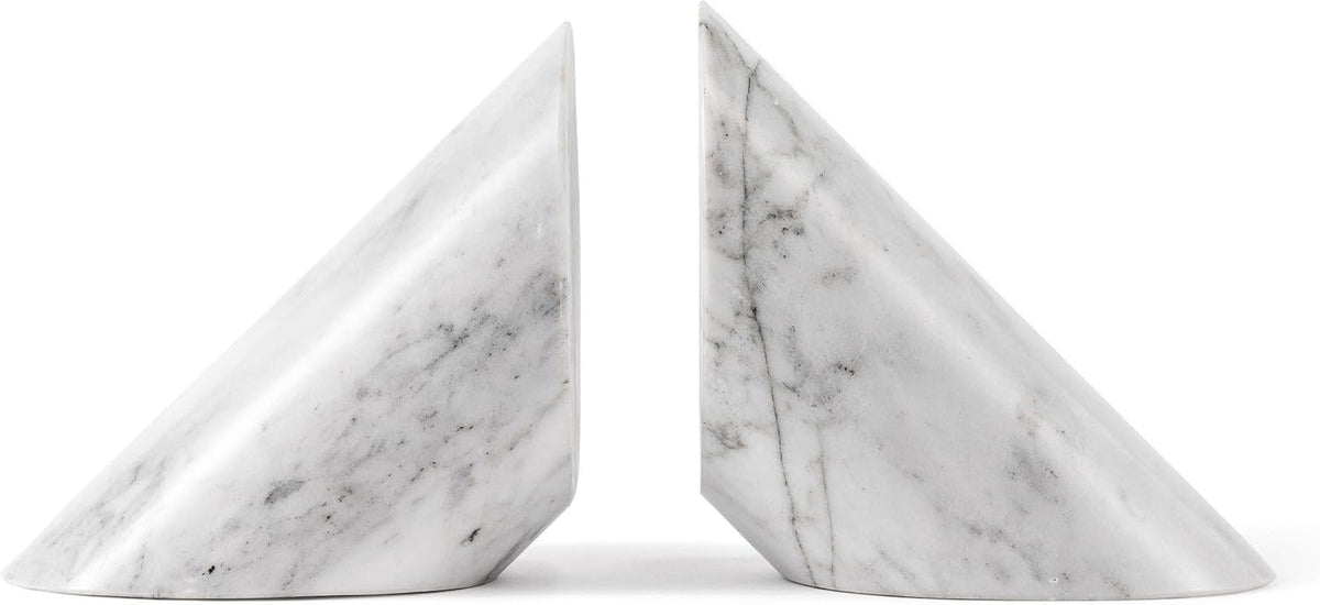 Fox Run White Angled Marble Bookends