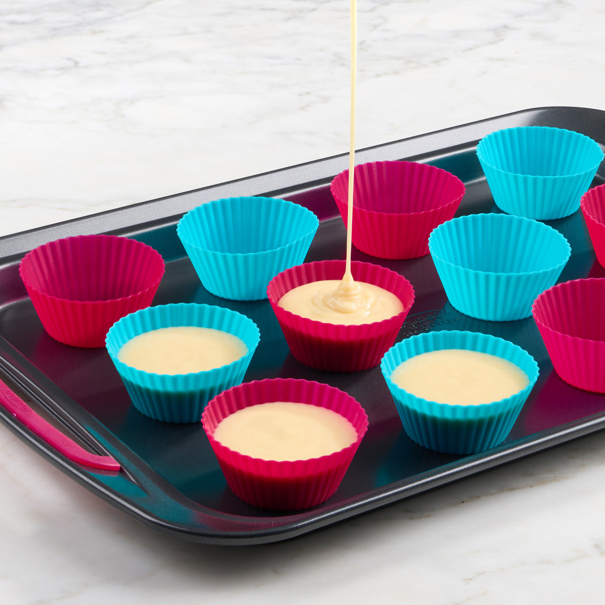 Trudeau Standard Baking Cups – Fuchsia / Tropical – 12-Pack