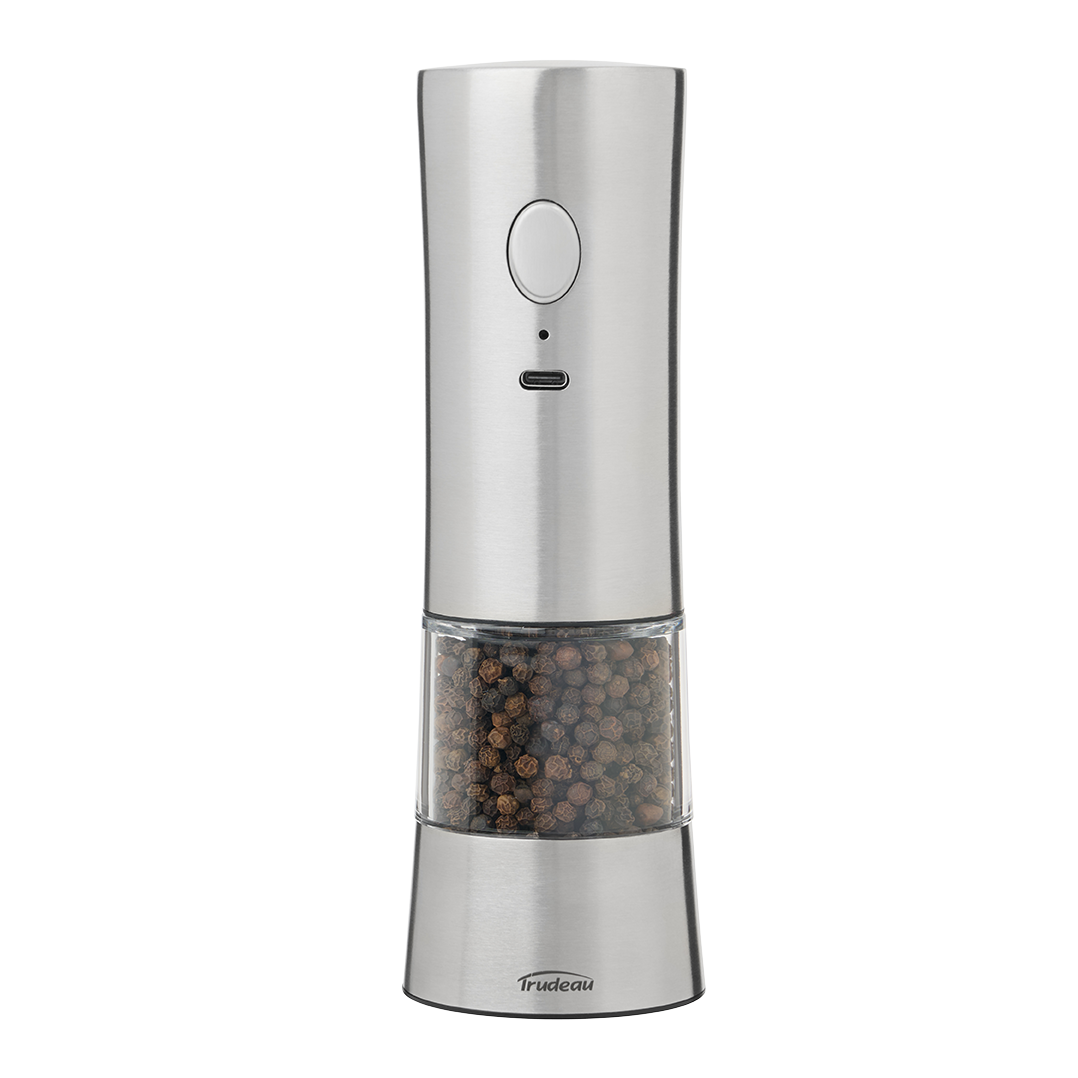 Trudeau EVO Rechargeable Pepper or Salt Mill – Stainless Steel – USB – Unfilled