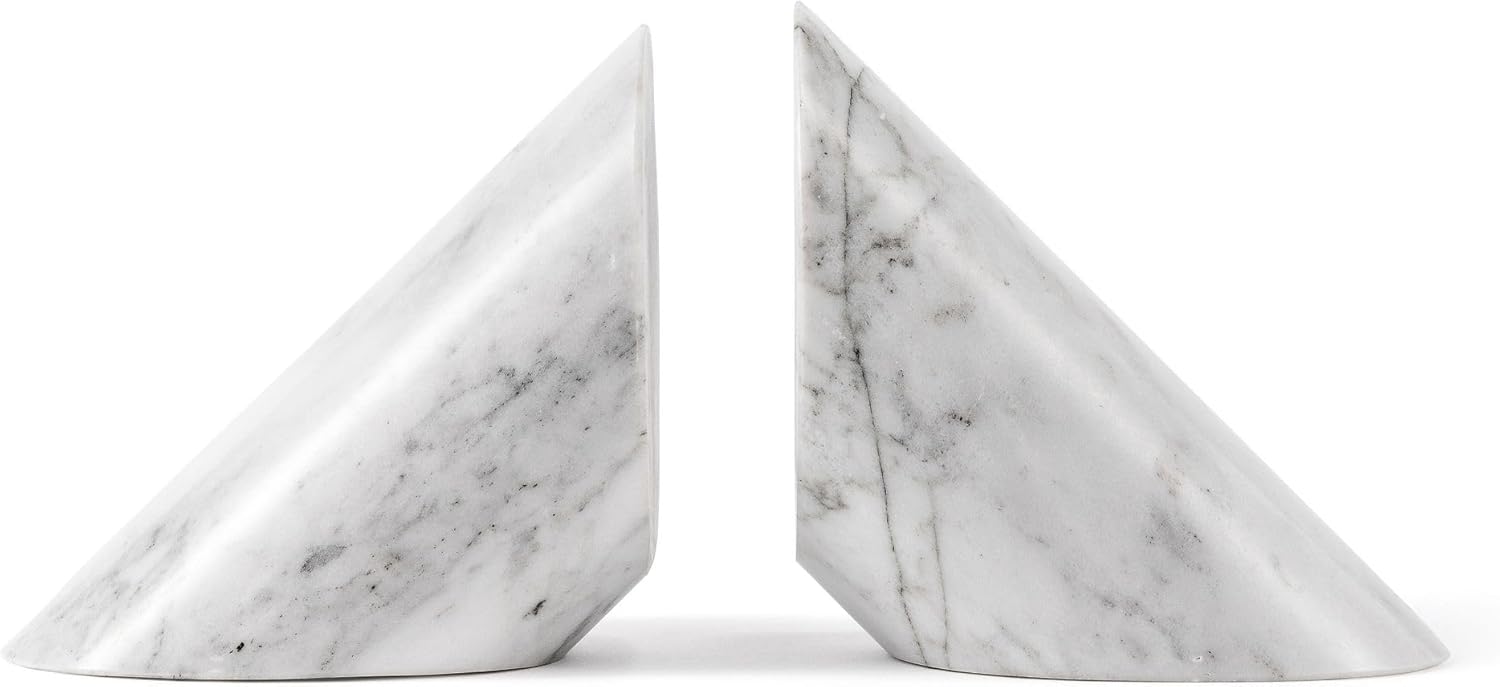Fox Run White Angled Marble Bookends