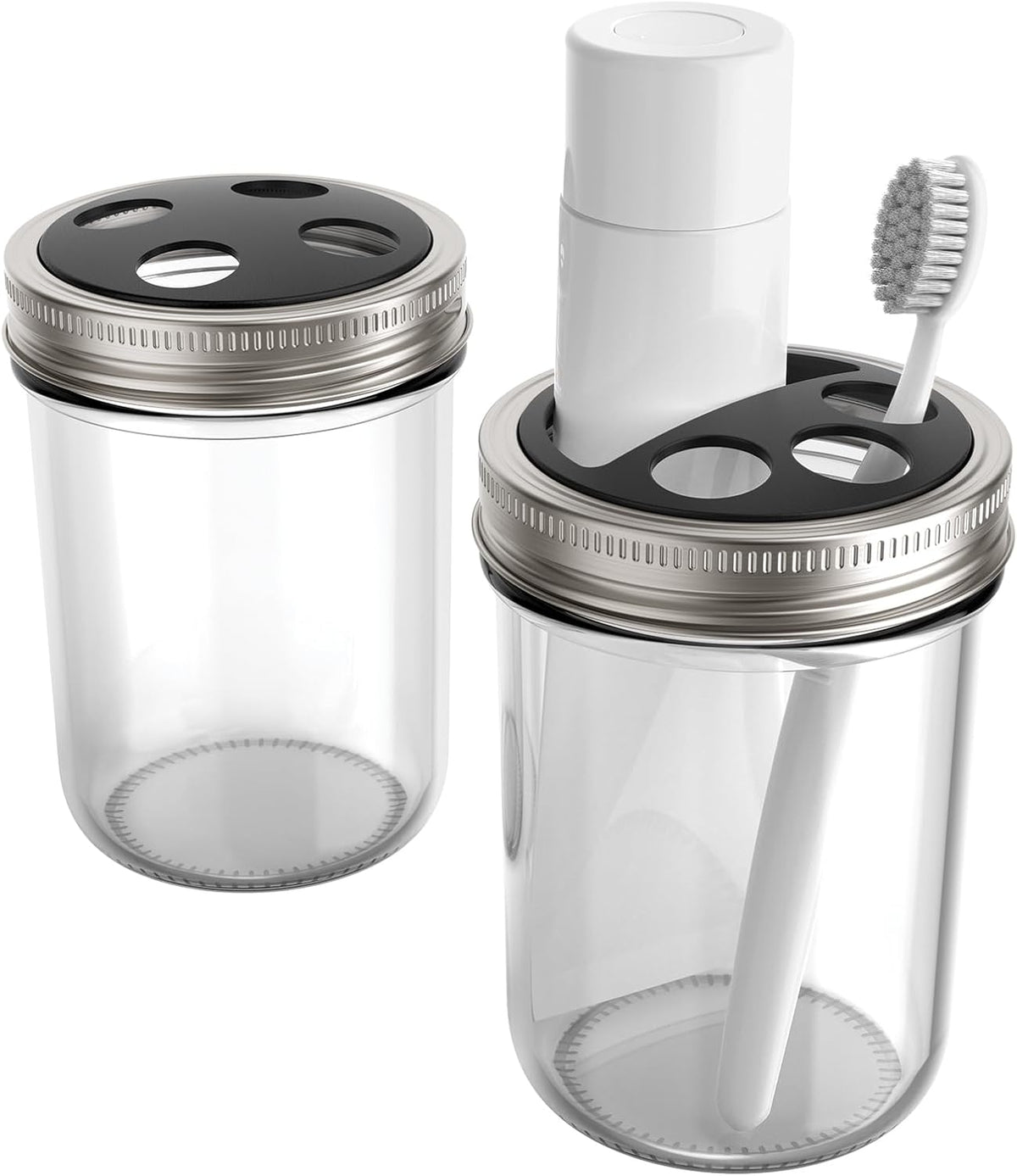 Jarware Black Toothbrush and Toothpaste Holder Set