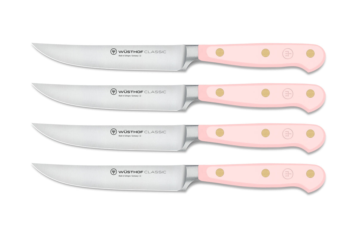 Wüsthof Classic Pink Himalayan Salt Steak Knife Set – 4-pcs. Wusthof by Kitchen Niche