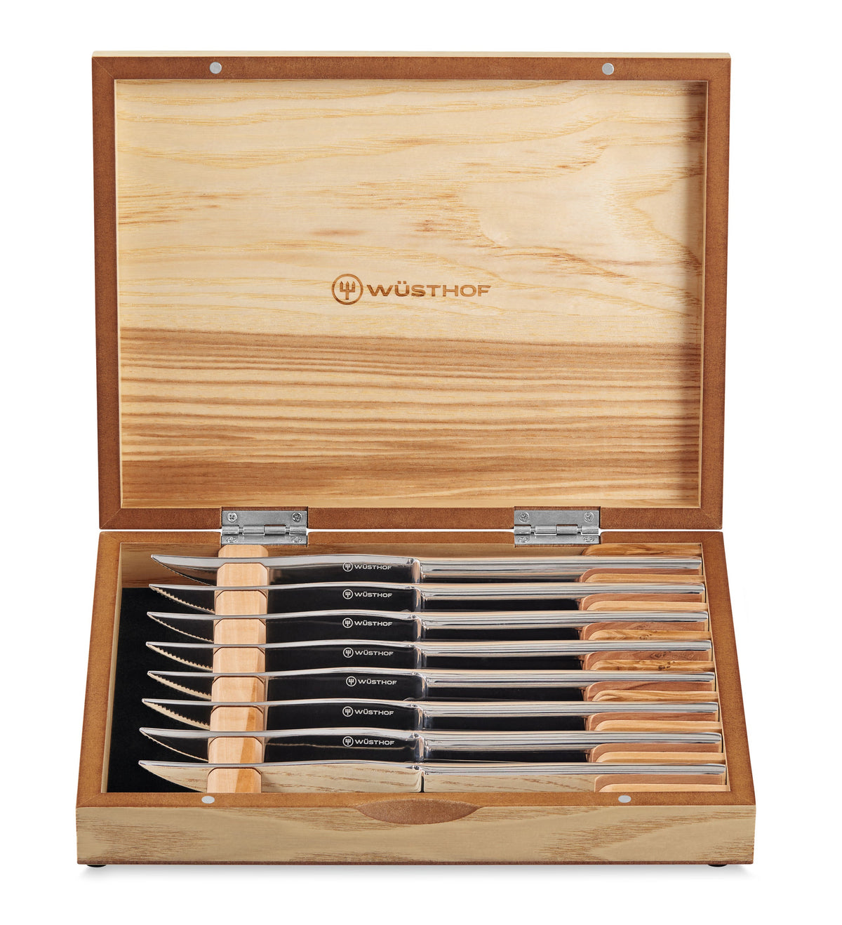 Wüsthof Mignon Steak Knife Set – 8 pcs. Stainless in Olivewood Gift Box Wusthof by Kitchen Niche