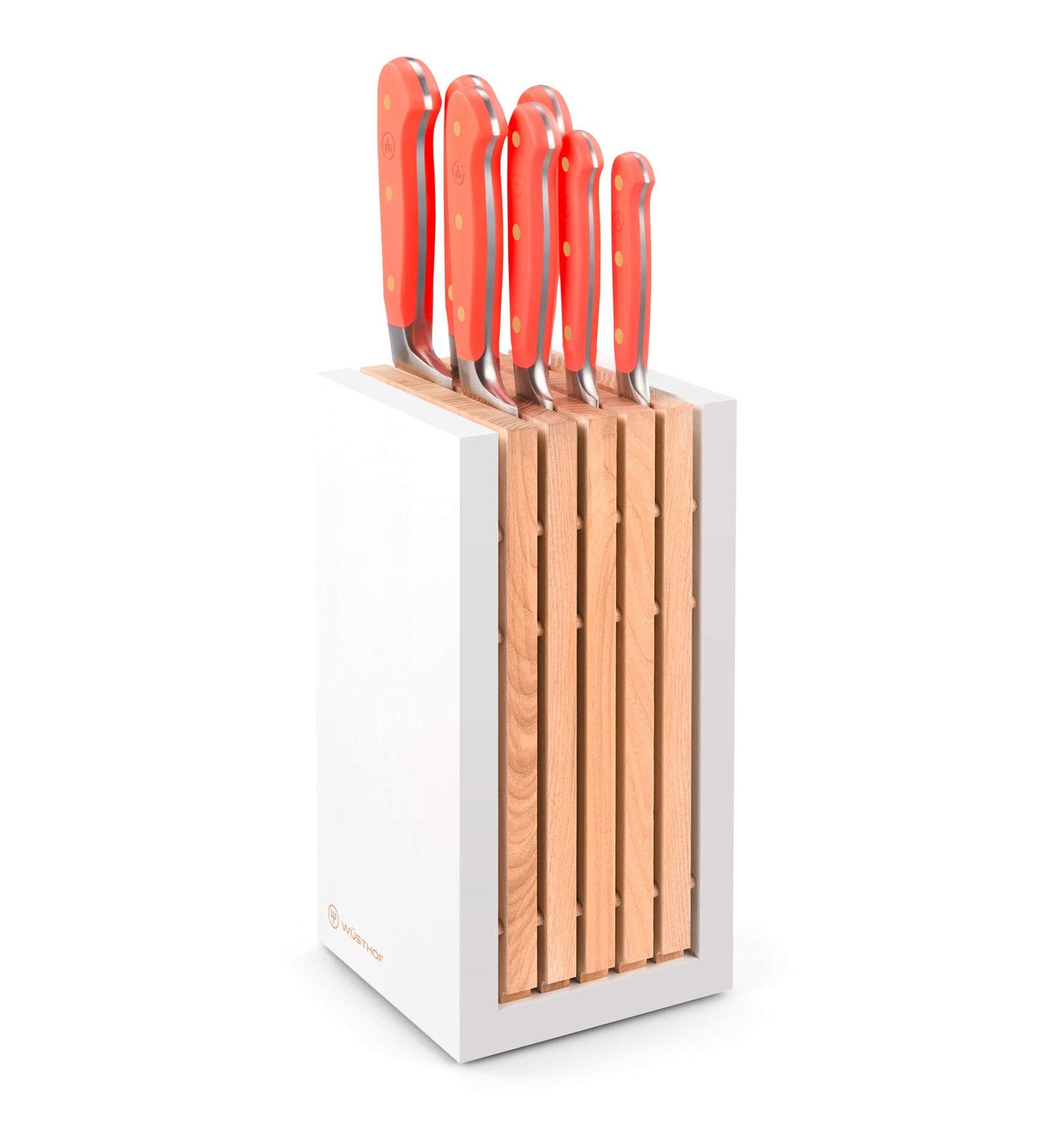 Wüsthof Classic Coral Peach Designer White Knife Block Set – 8-pcs. Wusthof by Kitchen Niche