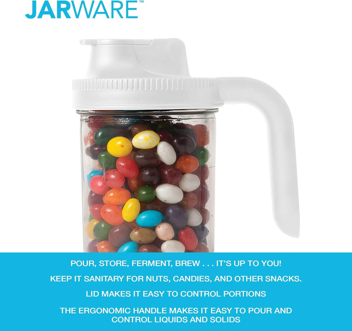Jarware White Spout Lid Set with Handles