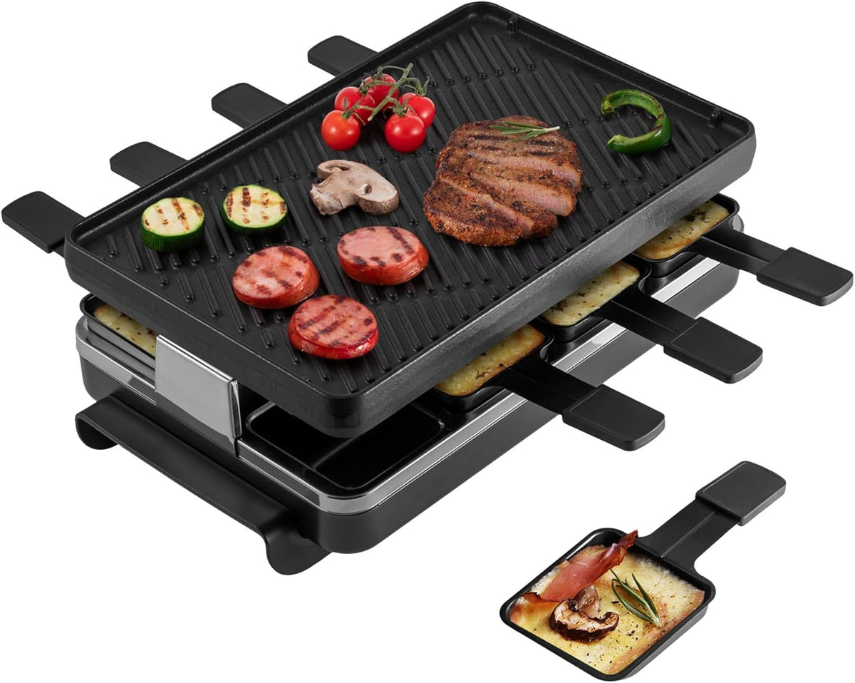 Swissmar Classic 8-Person Raclette Grill – Cast Iron Plate – Black