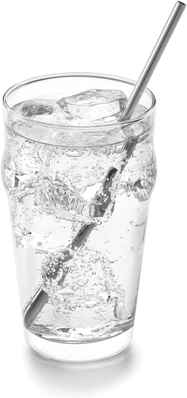 Outset Set of 4 Straight 18/8 Stainless Steel Straws with Brush