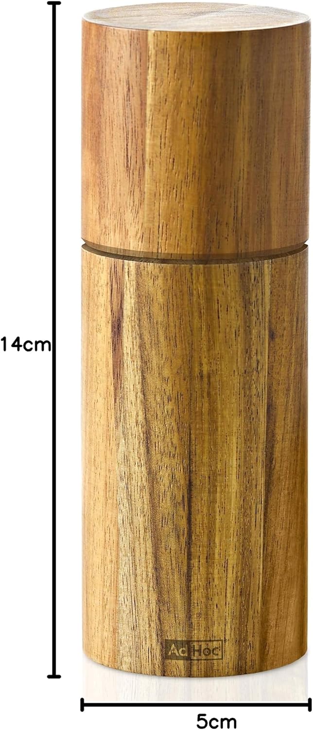 AdHoc Acacia Wood Salt and Pepper Mill – Small – 5.5" / 14 cm