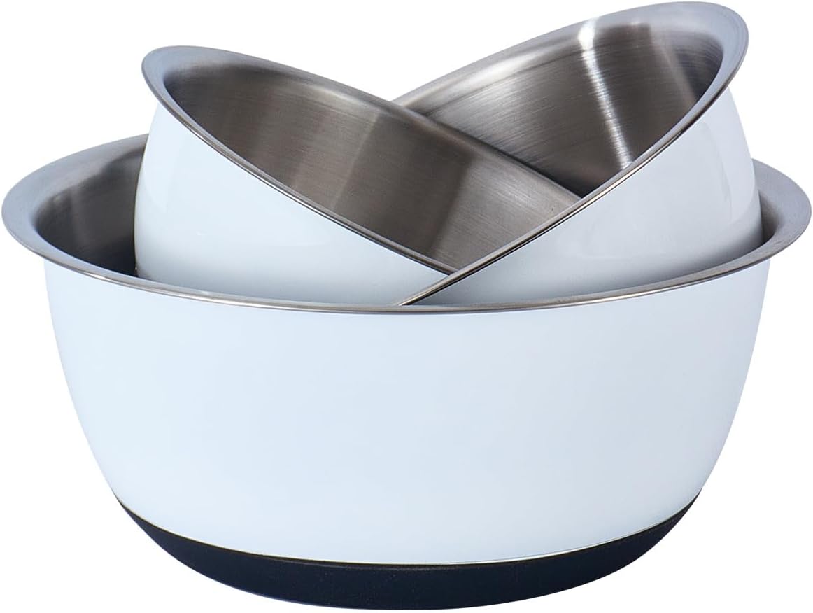 Fox Run White Stainless Steel Mixing Bowls, Set of 3