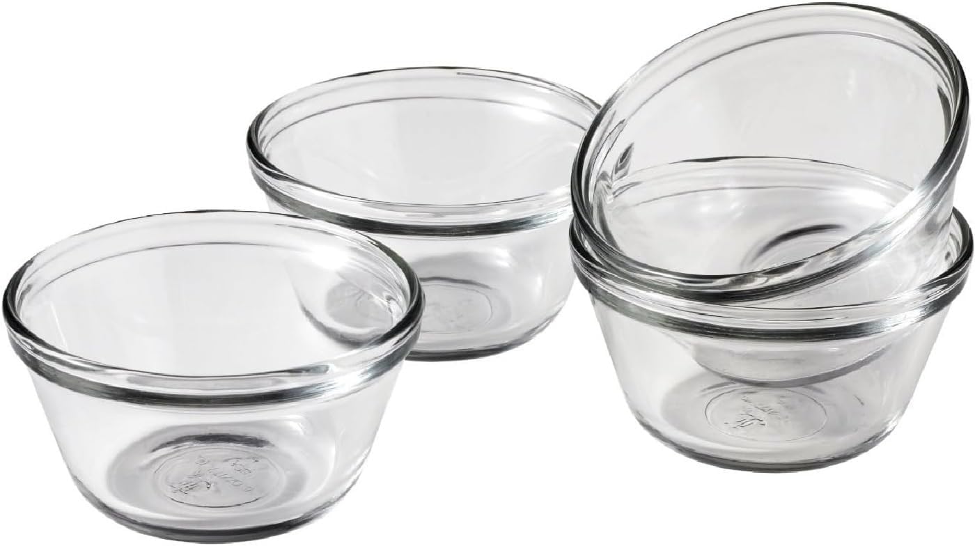 Fox Run Glass Custard Cups, 6 oz, Set of 4