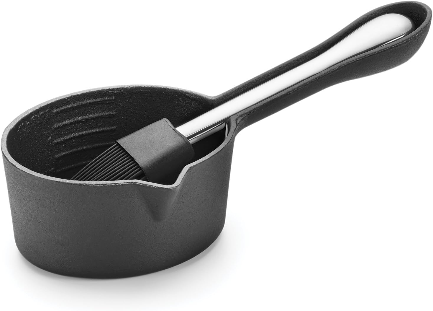 Outset Cast Iron Sauce Pot with Silicone Brush