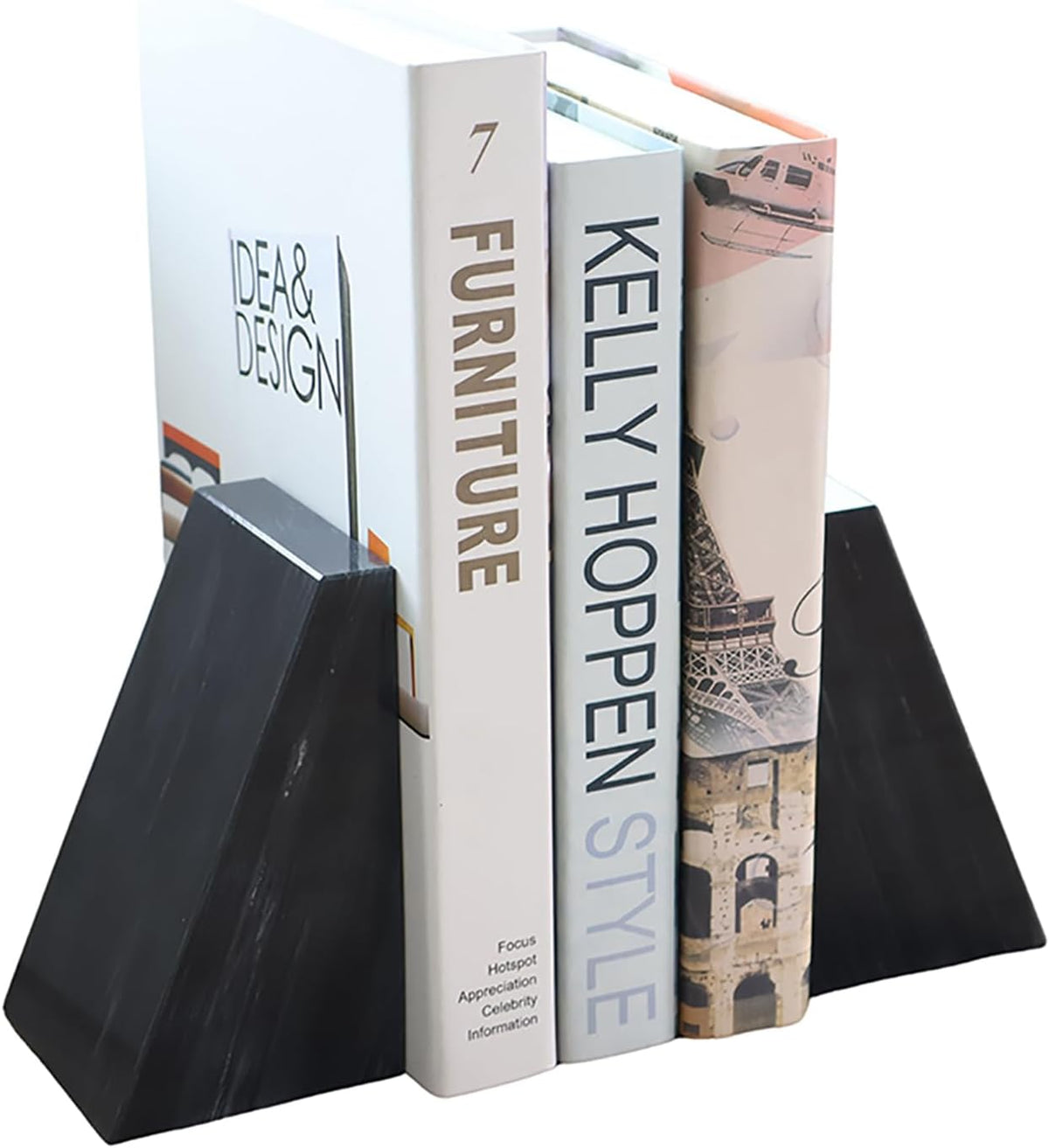 Fox Run Marble Bookends Set of 2 Black
