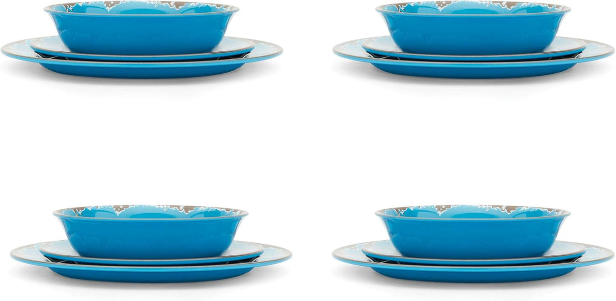 Fox Run Blue Melamine Dinnerware Set, 12 Piece