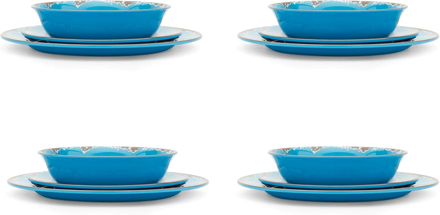Fox Run Blue Melamine Dinnerware Set, 12 Piece