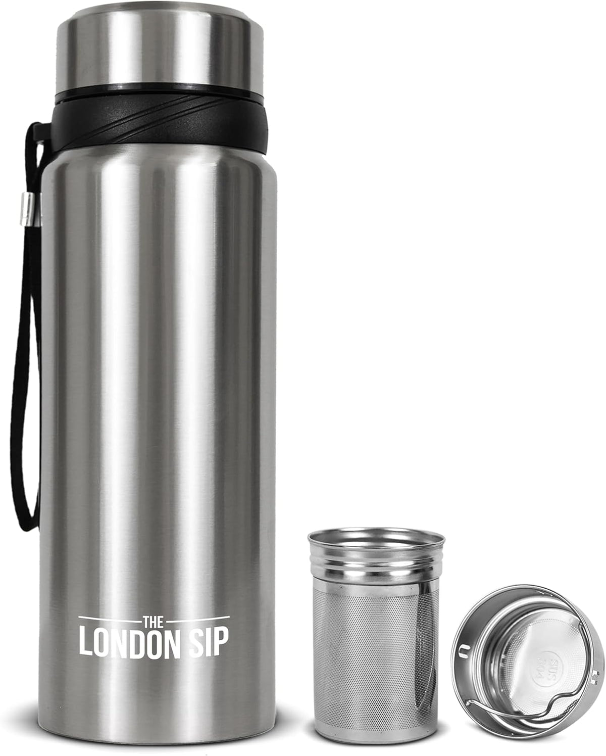 London Sip Tea Infuser Bottle – Silver – 25 oz