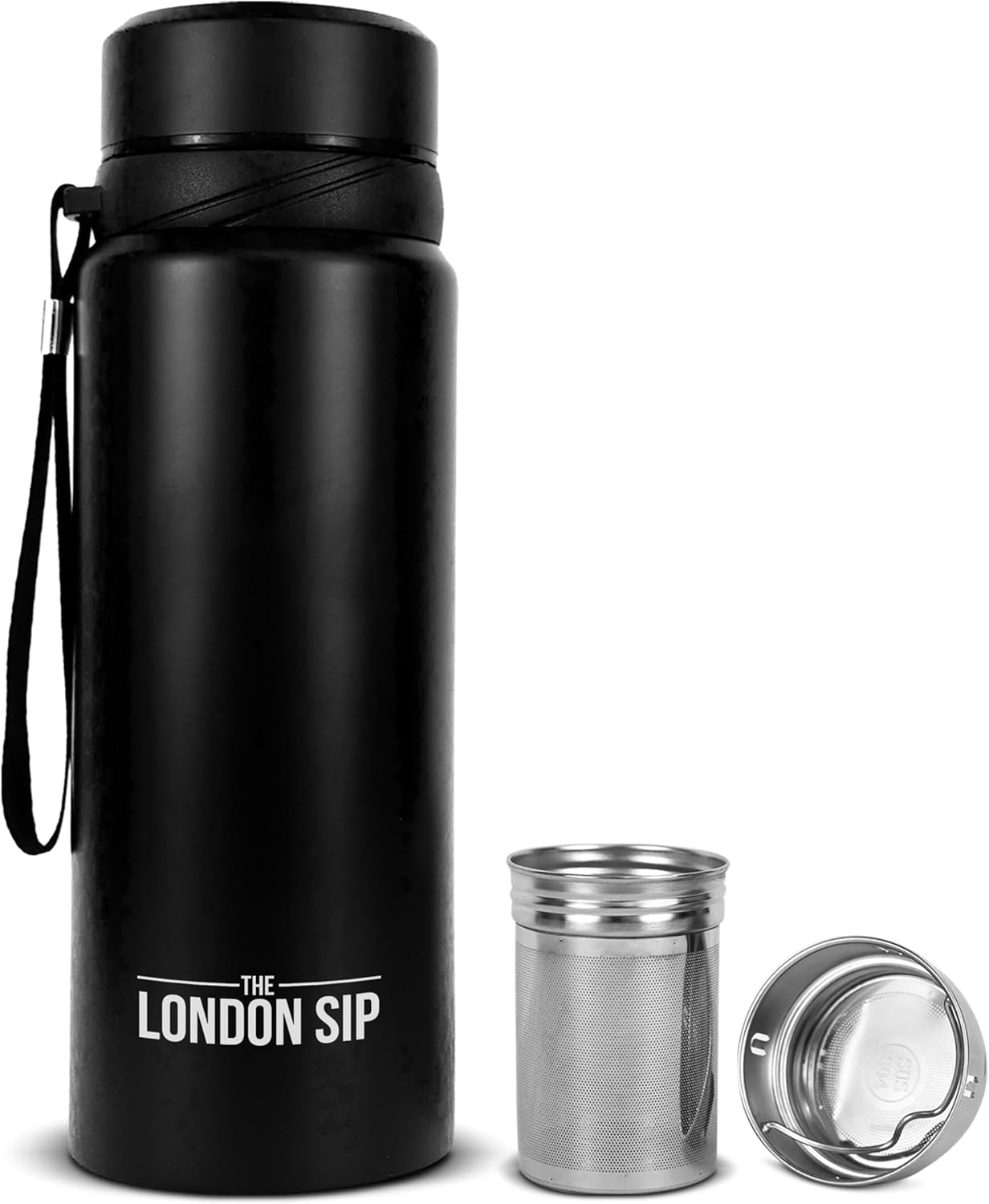 London Sip Tea Infuser Bottle – Black – 25 oz